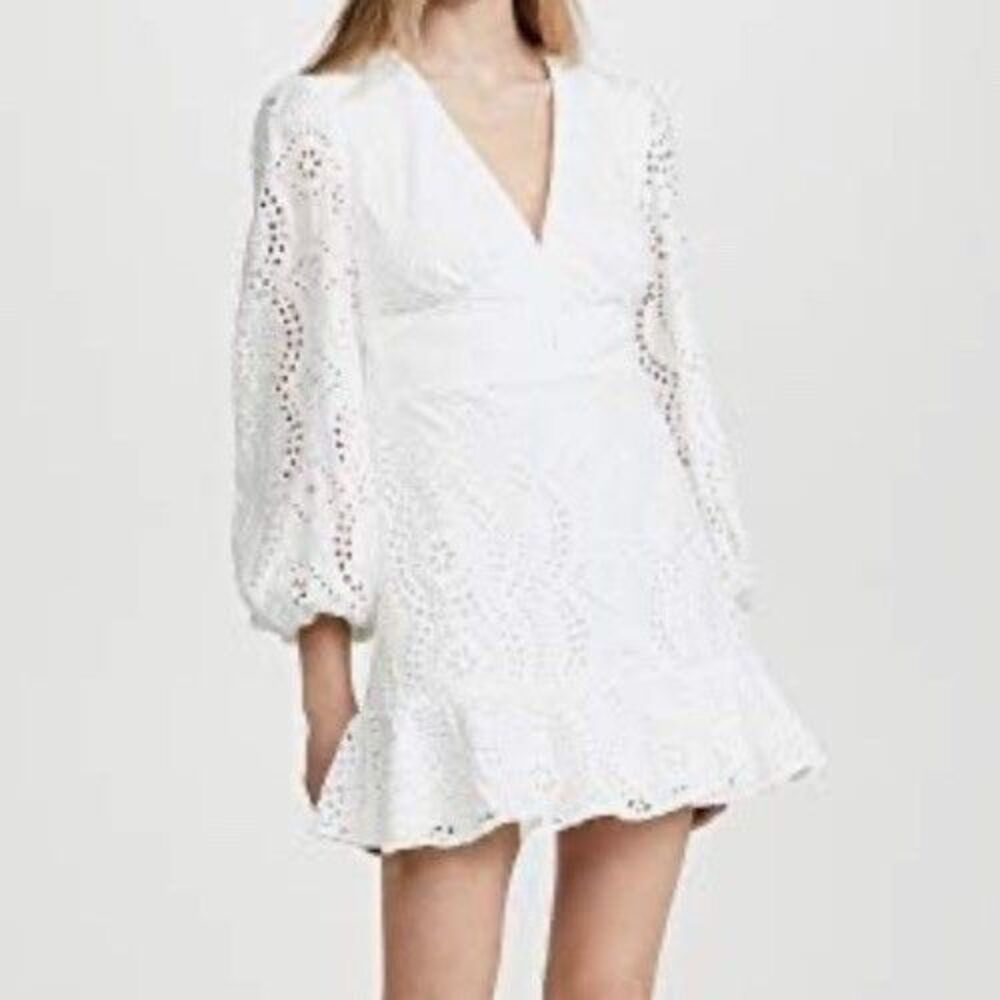 Keepsake The Brand White Dress Harmony Mini Graduation Eyelet Embroidery